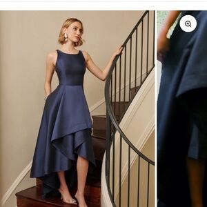 ADRIANNA PAPELL MULTI LEVEL DRESS NAVY SIZE 10 NWT